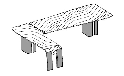 Письменный стол: столешница и боковины в дереве, опоры и колонны обтянуты кожей, встроенная ЛЕВАЯ боковая приставка