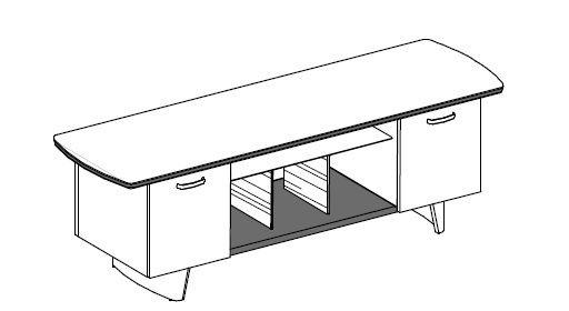Шкаф-CONSOLLE: тумба с 3-мя ящиками и тумба с дверкой в дереве, центр. часть шкафа в коже, мет. ручки