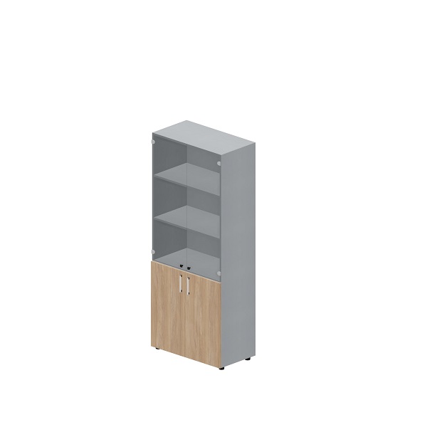 Шкаф (2 меламиновые двери + 2 двери, тонированное стекло)