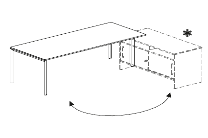 Письменный стол на металокаркасе с возможностью установить тумбу Attiva 180K / B18N 