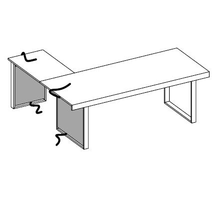 Письменный стол с боковым приставным столиком + 2 боковины для вертикальной проводки кабеля (картер) Essence AES 20406 