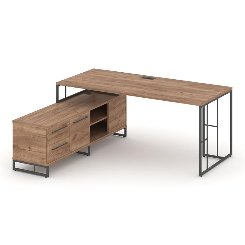 Стол руководителя на опорной тумбой левый