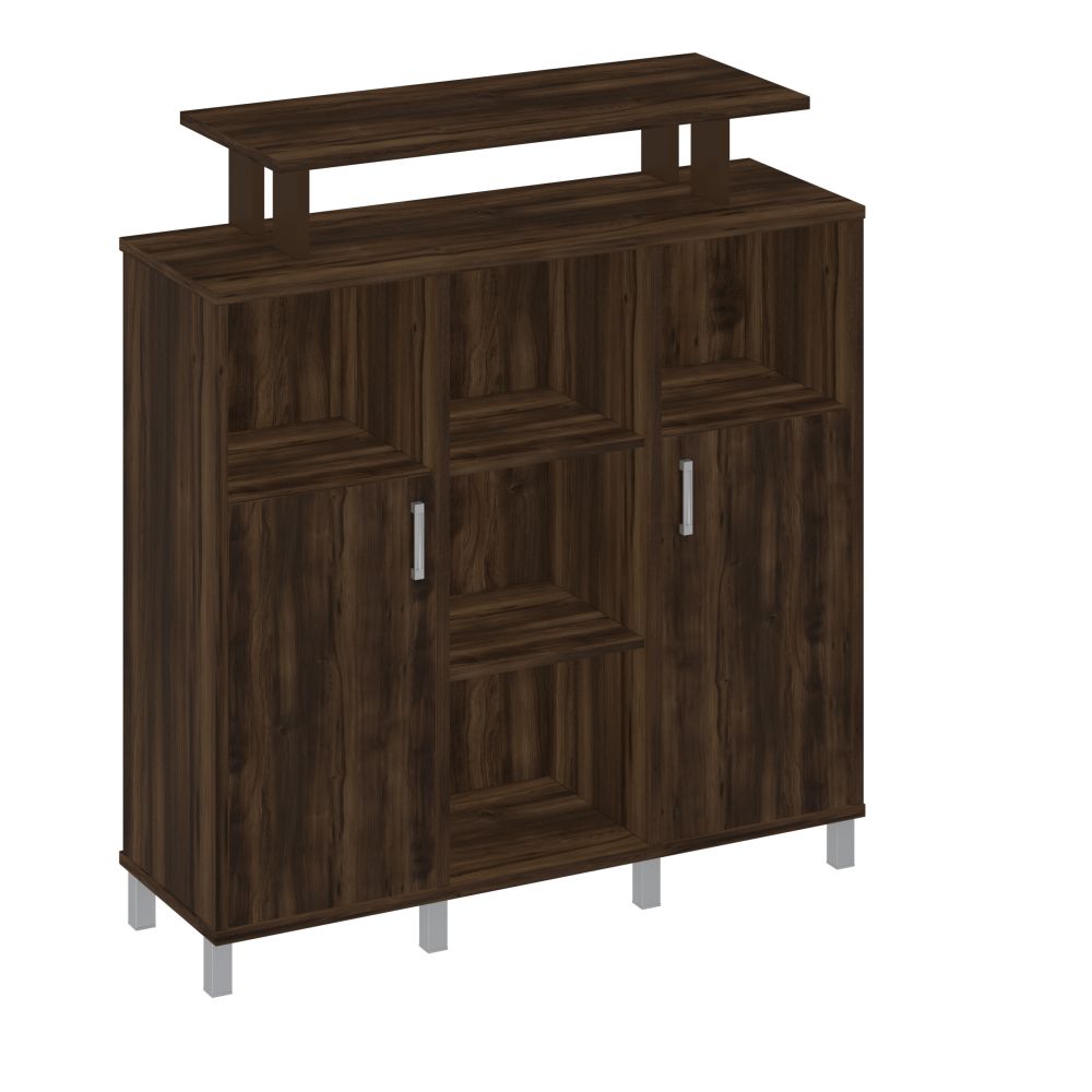 Стеллаж средний с надстройкой и деревянными дверками