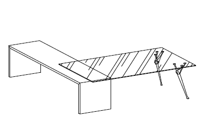 Письменный стол с закаленным прозрачным стеклом  с боковой приставкой в шпоне Genesis VE180P 