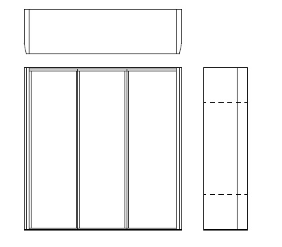 Каркас высокого 3-х дверного шкафа в коже и шпоне