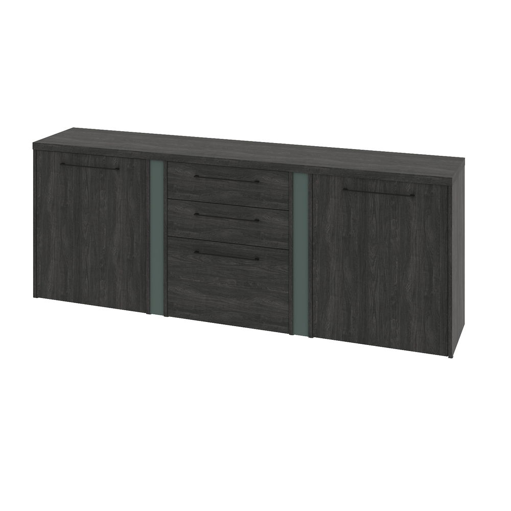 Греденция трехсекционная с 2-мя ЛДСП дверьми и 1-м набором ящиков