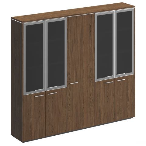 Шкаф комбинированный (со стеклом + для одежды узкий + со стеклом)