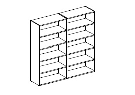 Двойной открытый шкаф: лакированный каркас, 4 полки, топ деревянный или стеклянный