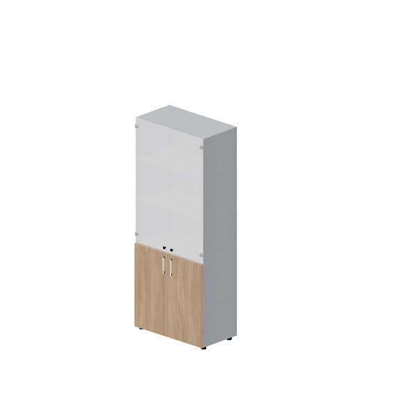 Шкаф (2 меламиновые двери + 2 двери, белое матовое стекло)