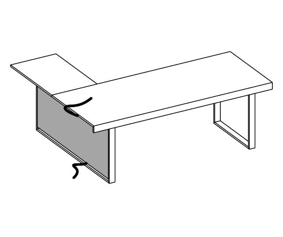 Письменный стол с боковным приставным столиком с совмещенными столешницами + 1 боковина для вертикальной проводки кабеля (картер) Essence AES 47407 