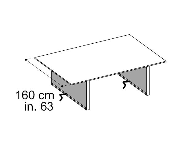 Стол переговорный ширин. 160 см + 2 боковины для вертикальной проводки кабеля (картер)