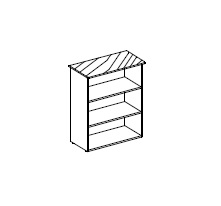 Открытый шкаф: лакированный каркас, 2 полки, топ дереянный или стеклянный