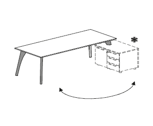 Письменный стол на металокаркасе в коже с возможностью установить тумбу Attiva C180M / C18N 