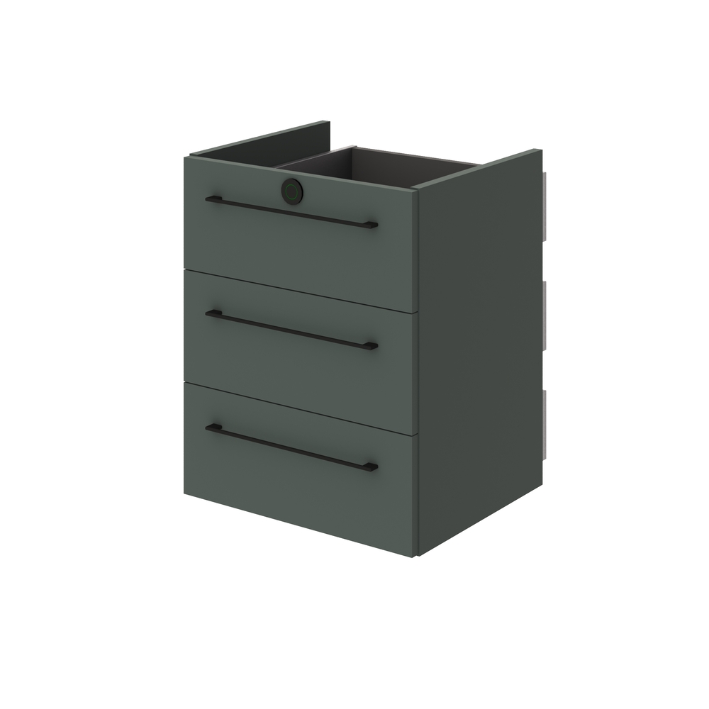 Модуль с 3-мя одинаковыми ящиками. Сенсорный электронный замок в верхнем ящике.