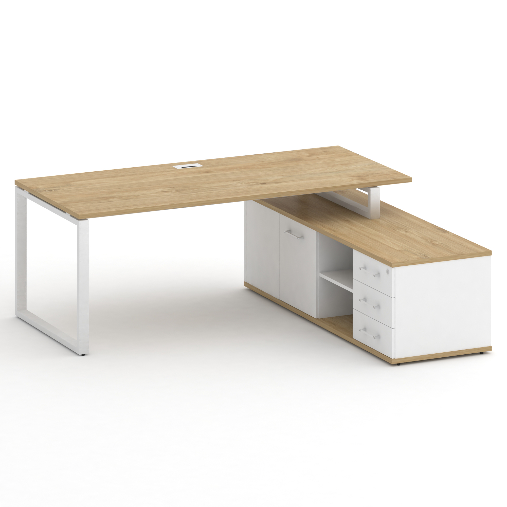 Стол руководителя с опорной тумбой , правый