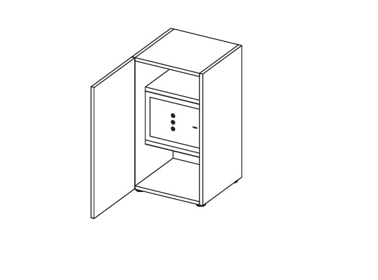 Шкаф с сейфом с деревянной створкой – открытие влево