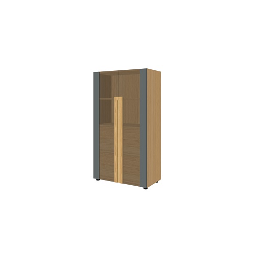 Шкаф средний со стеклянными дверьми и боксом с 2-мя ящиками 