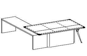 Письменный стол в коже с боковой приставкой в шпоне и лицевой панелью Genesis CU210PH 