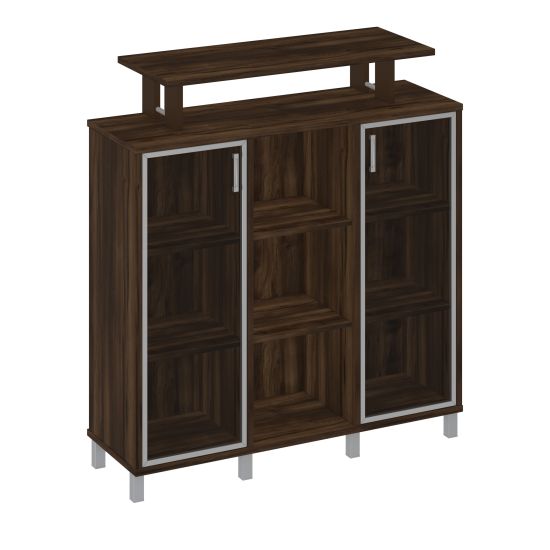 Стеллаж средний с надстройкой и стеклянными дверками