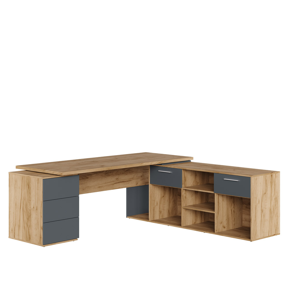 Стол руководителя на опорной креденции правый