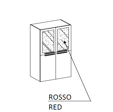 Шкаф закрытый с красным стеклом средний без топа