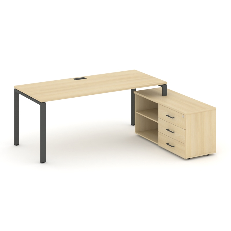 Стол руководителя на П-образных опорах с тумбой правый