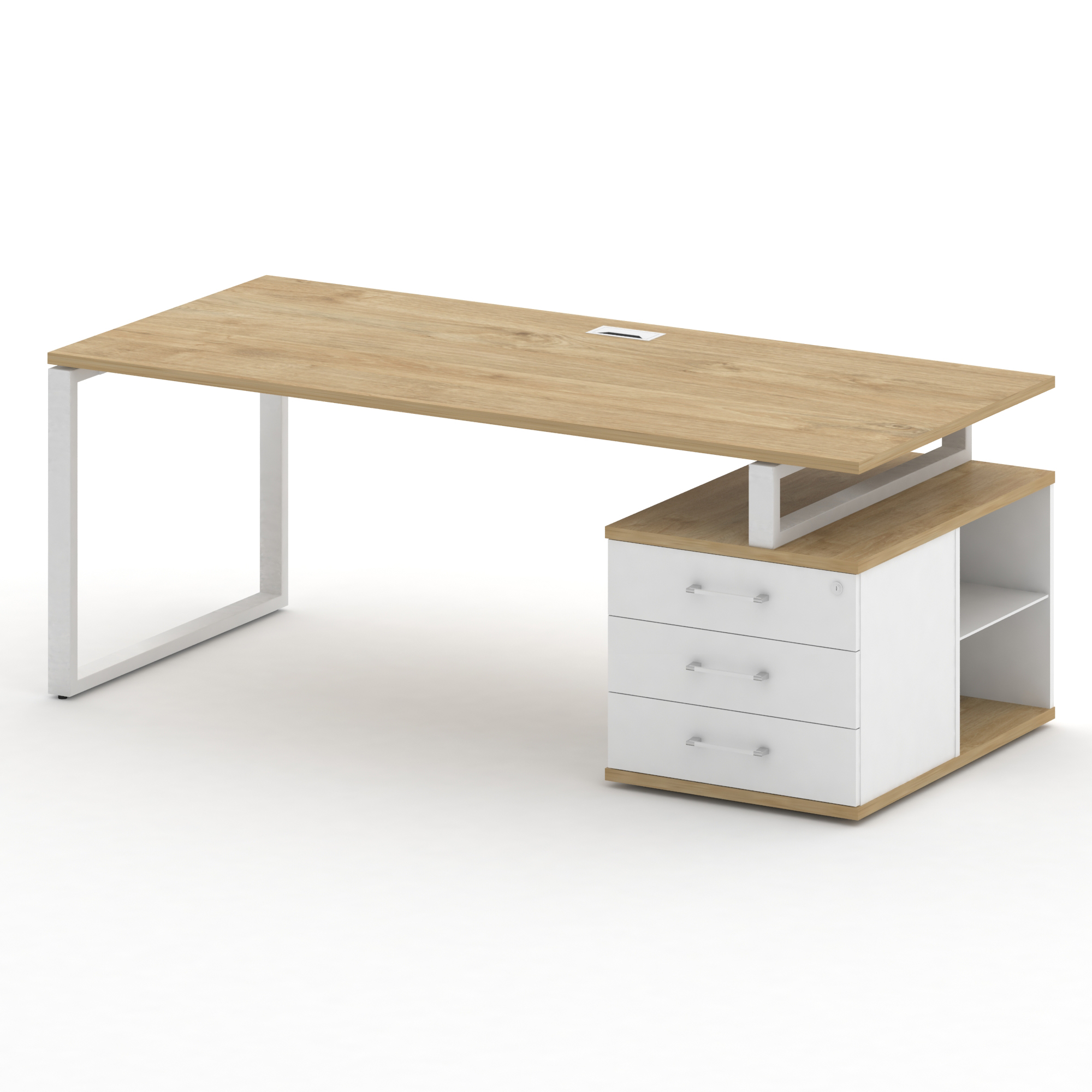 Стол руководителя с опорной тумбой, правый