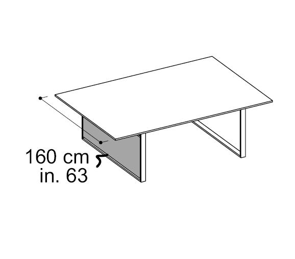 Стол переговорный ширин. 160 см + 1 боковина для вертикальной проводки кабеля (картер)