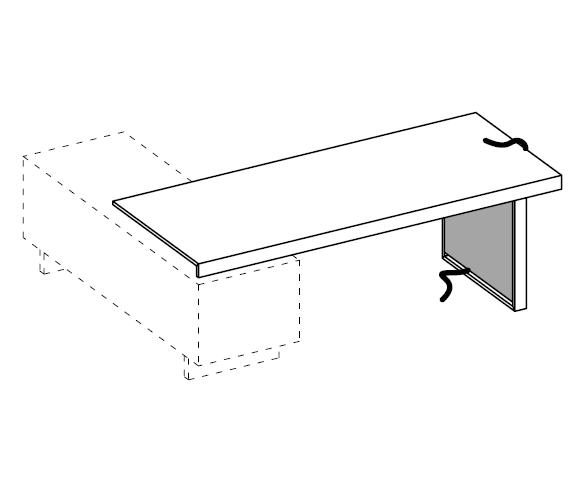 Письменный стол для опорной сервисной тумбы + 1 боковина для проводки кабеля (картер)