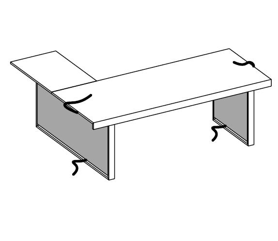 Письменный стол с боковным приставным столиком с совмещенными столешницами + 2 боковины для вертикальной проводки кабеля (картер)