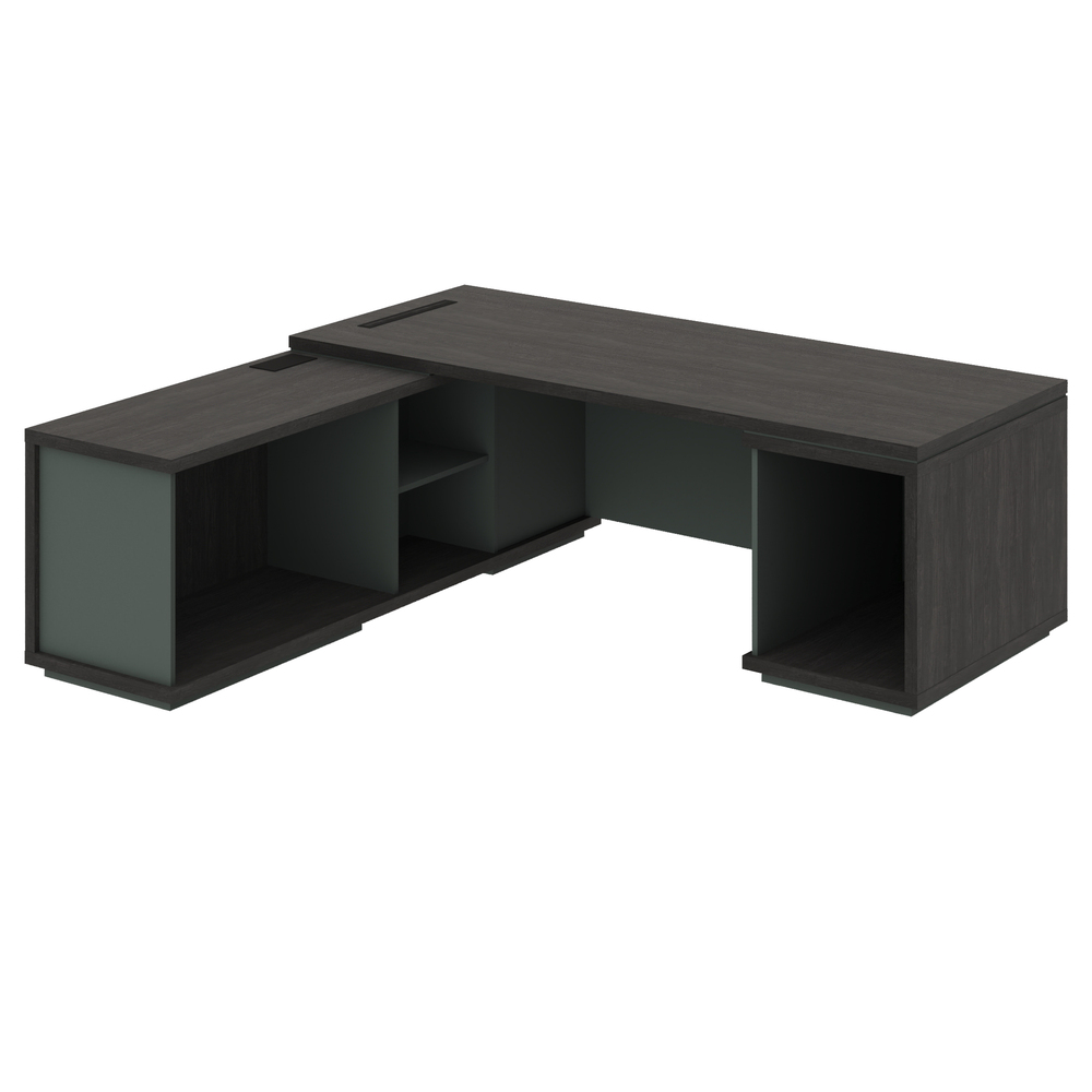 Стол руководителя с опорными тумбами левый.( нужно добавить наполнение тумб)