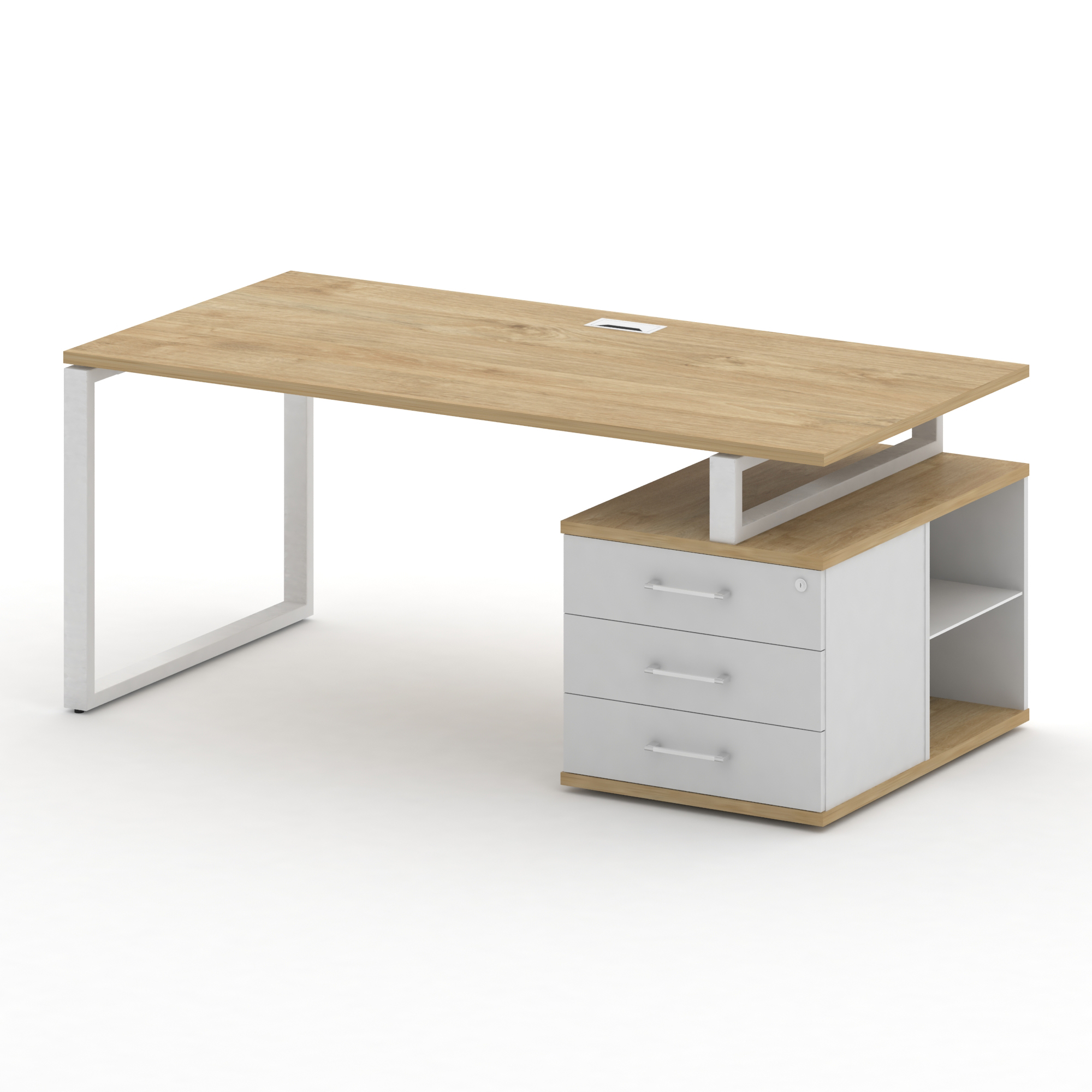 Стол руководителя с опорной тумбой, правый