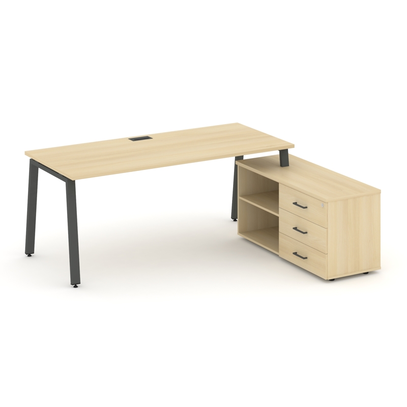 Стол руководителя на А-образных опорах с тумбой правый