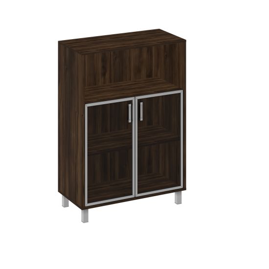 Шкаф для документов, двери стеклянные в алюминиевой раме + ниша