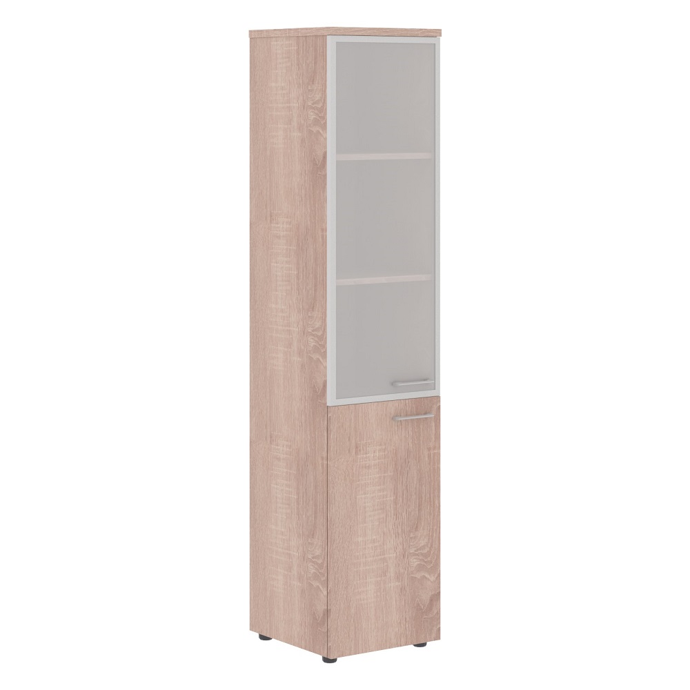 Шкаф колонка комбинированая со стеклом в раме и с топом левая