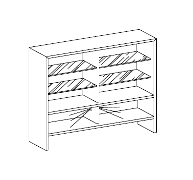 Открытые деревянные книжный шкаф с прозрачными стеклянными полками и внутренней подсветкой в шпоне