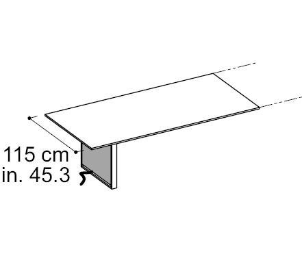 Терминальная столешница ширин. 115 см для переговорного стола + 1 боковина для вертикальной проводки кабеля (картер)