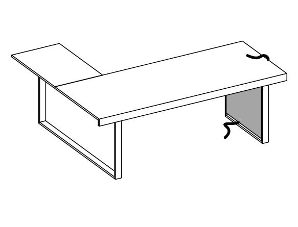 Письменный стол с боковным приставным столиком с совмещенными столешницами + 1 боковина для вертикальной проводки кабеля (картер) Essence AES 27407 