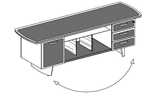 Шкаф-CONSOLLE: тумба с 3-мя ящиками и тумба с дверкой в коже, топ и центр. часть шкафа в коже, мет. ручки