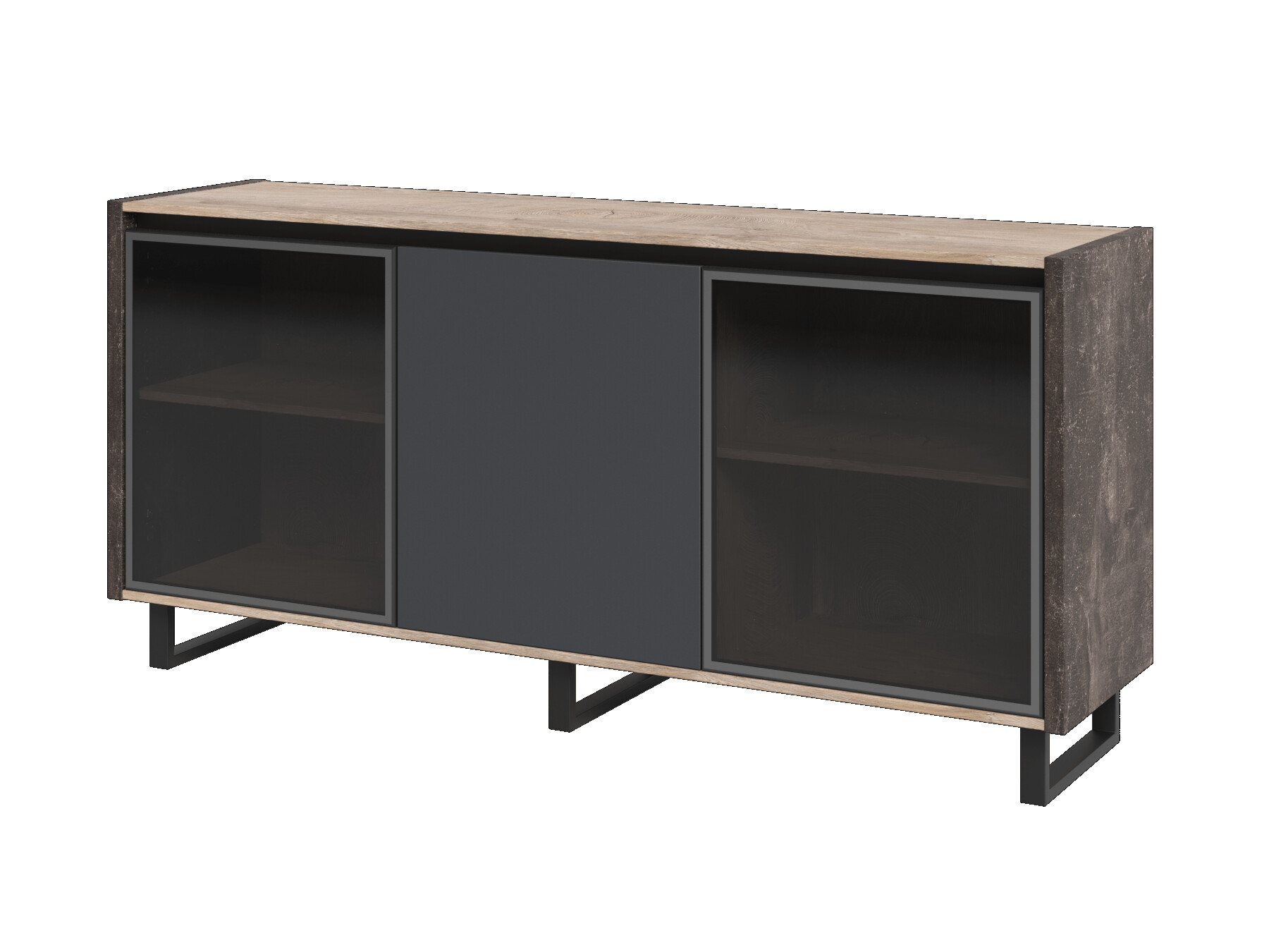 Тумба 3-секционная дверьми ( 2 стеклянные и 1 Дсп)