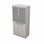 Шкаф средний со стеклом в алюминиевой рамке GLOSS 9Ш.004.8
