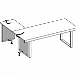 Письменный стол с боковым приставным столиком + 2 боковины для вертикальной проводки кабеля (картер) Essence AES 20406 