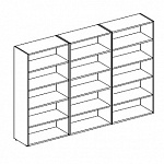 Тройной открытый шкаф: лакированный каркас, 4 полки, топ деревянный или стеклянный Omega A200GG / 270
