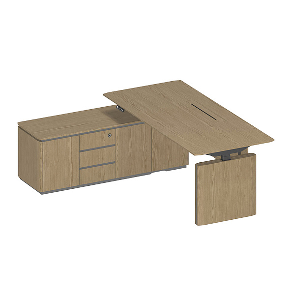 Стол руководителя на электроприводе на опорной тумбе левый ION ИН 138 ГР 