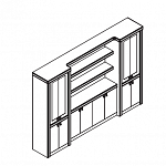 Высокий книжный шкаф с 8 деревянные двери в нижней части, 4 стеклянными дверцами в верхней части и 2 деревянные полки. Venus PVVENC1