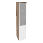 Шкаф высокий узкий левый (1 низкий фасад ЛДСП + 1 средний фасад стекло в раме) Onix Wood/Оникс Вуд O.SU-1.2R(L)