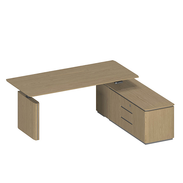 Стол руководителя на электроприводе на опорной тумбе правый, без экрана ION ИН 135 ГР 