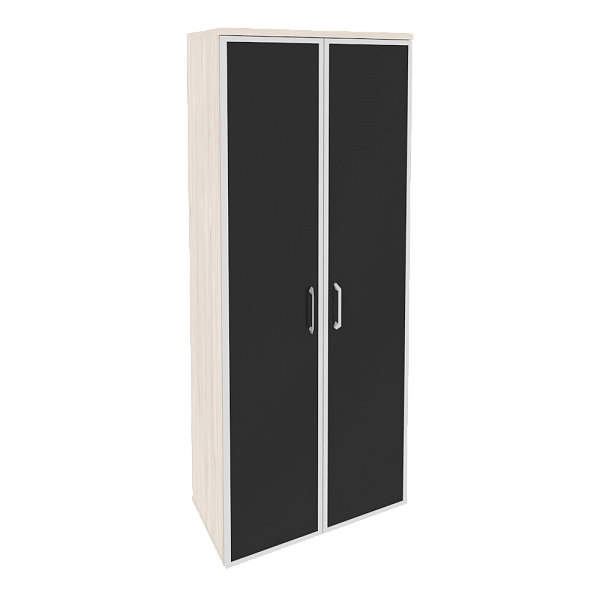 Шкаф высокий широкий (2 высоких фасада стекло лакобель в раме) Onix Wood/Оникс Вуд O.ST-1.10R white/black/mate