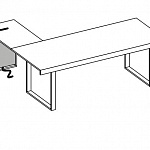 Письменный стол с боковым приставным столиком + 1 боковина для вертикальной проводки кабеля (картер) Essence AES 67406 