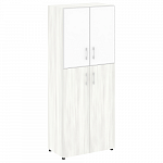 Шкаф для документов высокий с белым стеклом в алюминиевой раме (нужен топ)  YALTA LT.ST-1.7 R white